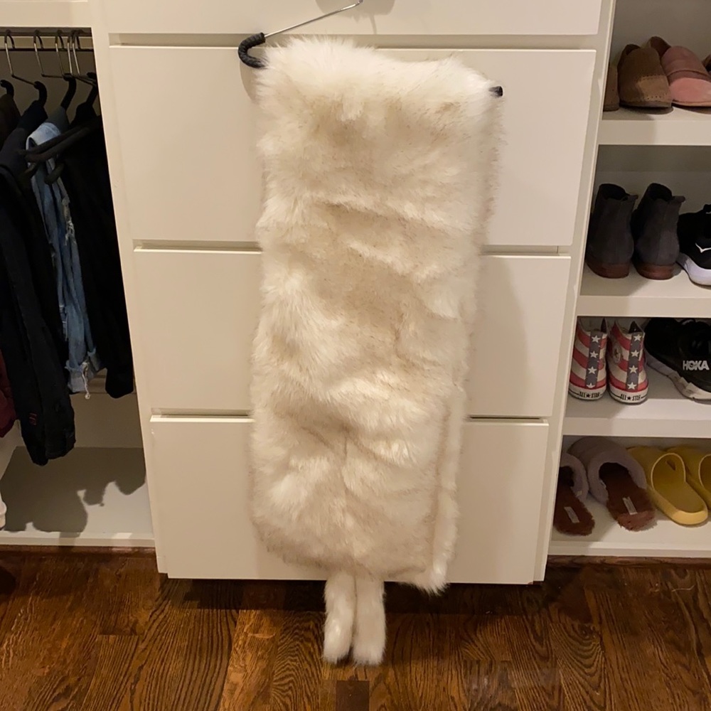 Faux fur white shawl